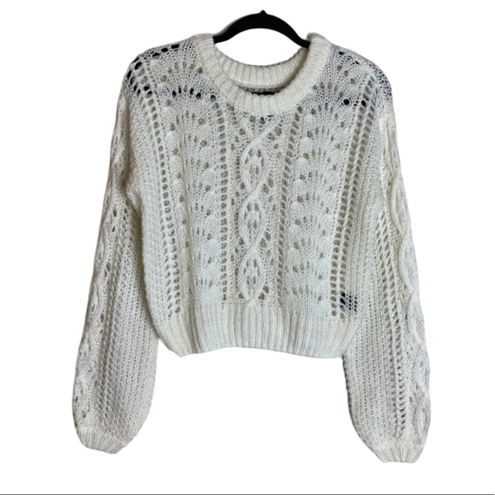 Women's White Cable Knit Sweater